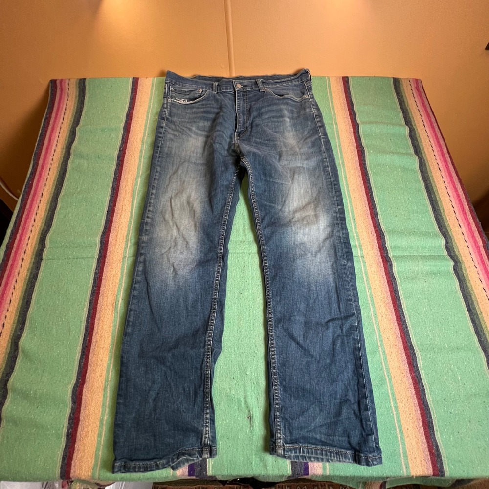 Levis 514 Straight Fit Jeans Mens 38x30 Blue Medium Wash Stretch Denim Pants